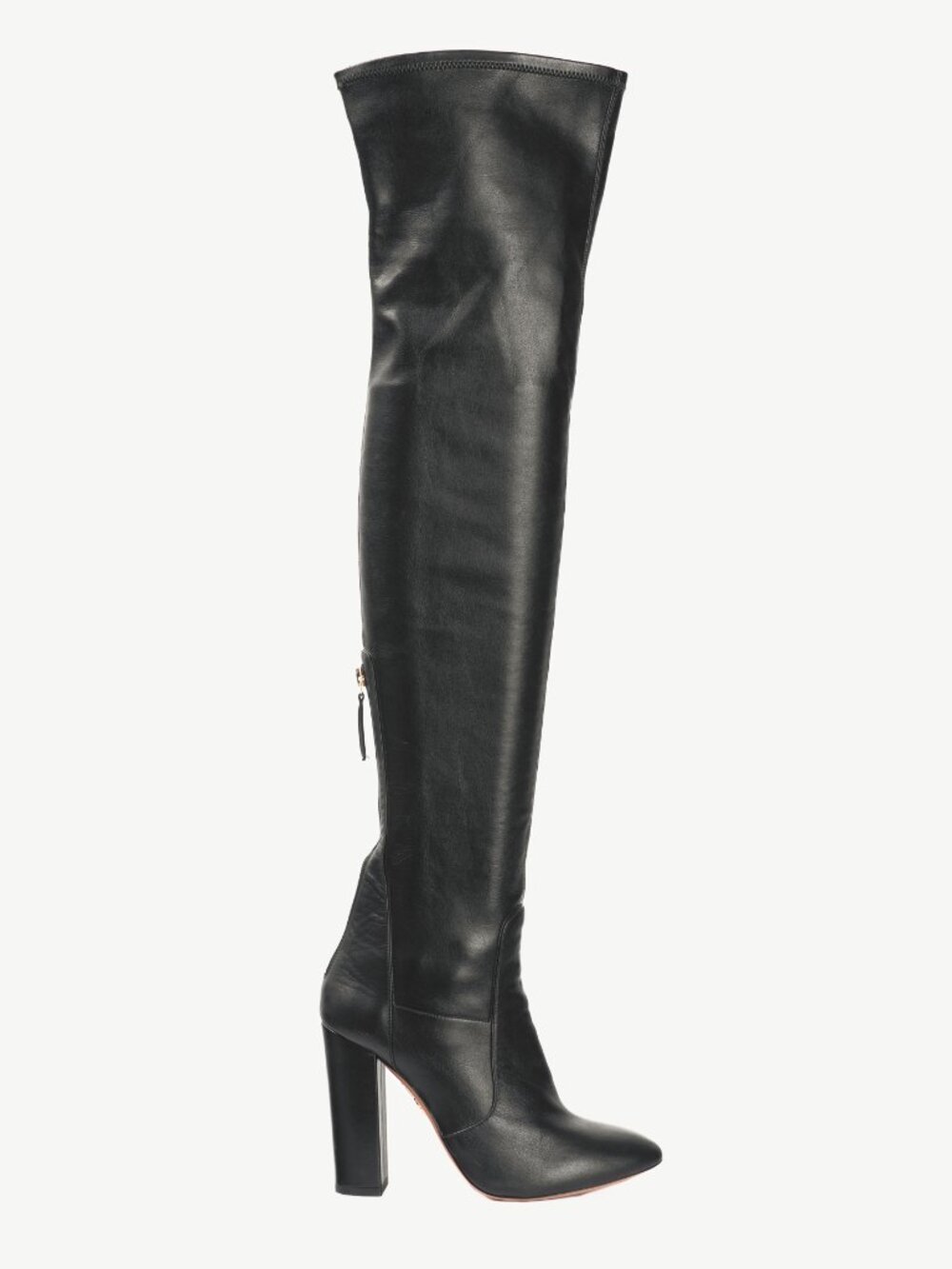 Aquazzura Thigh High 105 Black Stretch Nappa Leather Boots